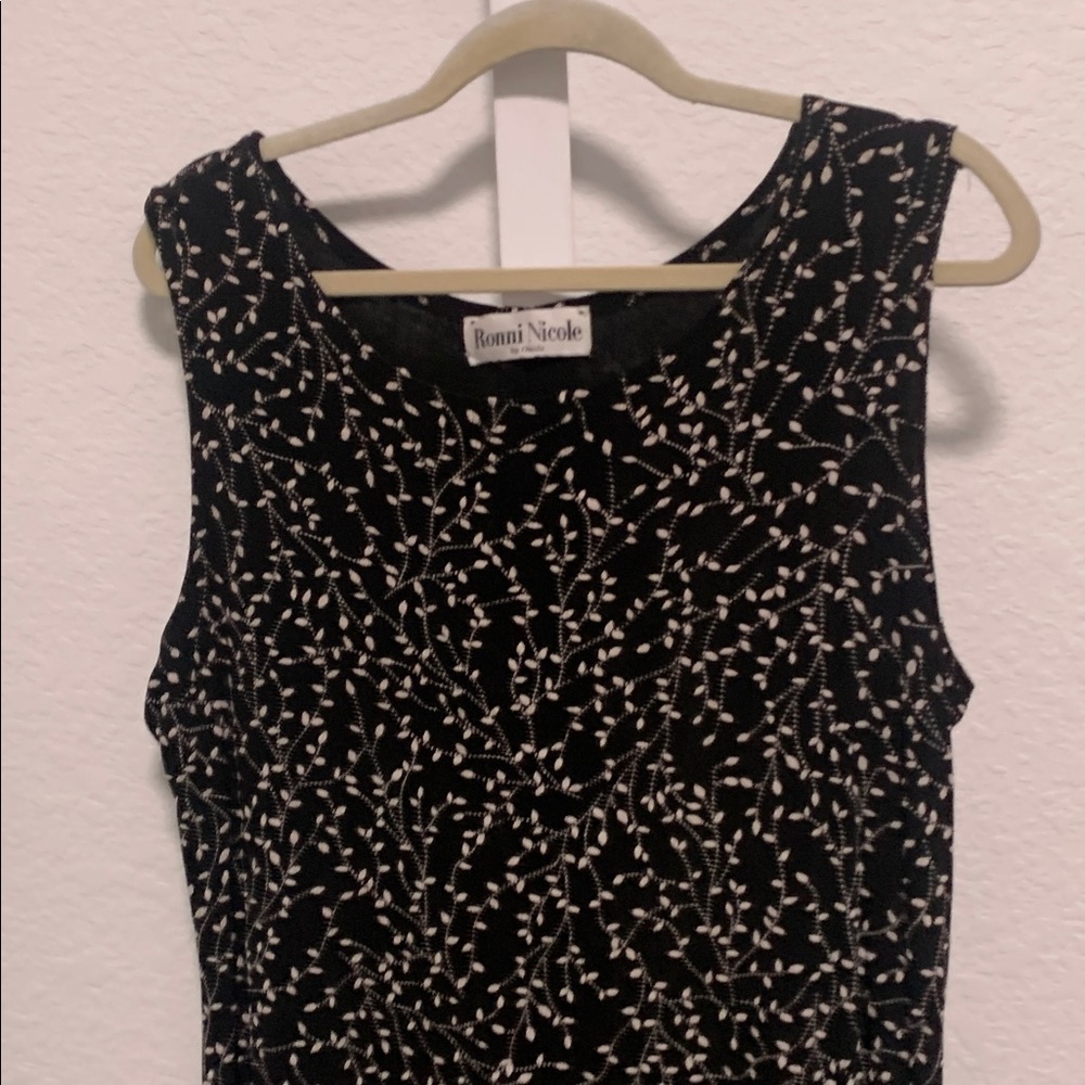 Vintage Ronni Nicole Black Floral Sleeveless Midi Dress - Picture 2 of 7